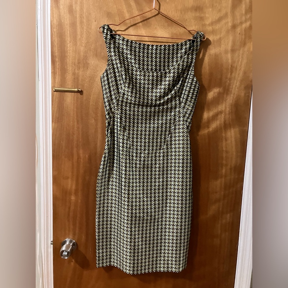Vintage Givenchy Exquisite Plaid Houndstooth silk brocade mini dress Size 38 WOW